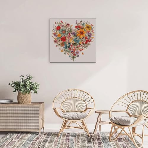 Valentine's Day Stamping Cross Stitch Kit, Flowers Counting Cross Stitch Kit for Adult Beginners , Full Line DIY Cross Stitch Stitching Kit for Home Decor Cross Stitch Patterns 13.7x13.7 inches - color: D047