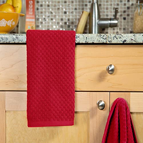 COTTON CRAFT Amazing Kitchen Towels - 8 Pack 100% Cotton Waffle Terry Towel - color: Red, size: 8 Pack