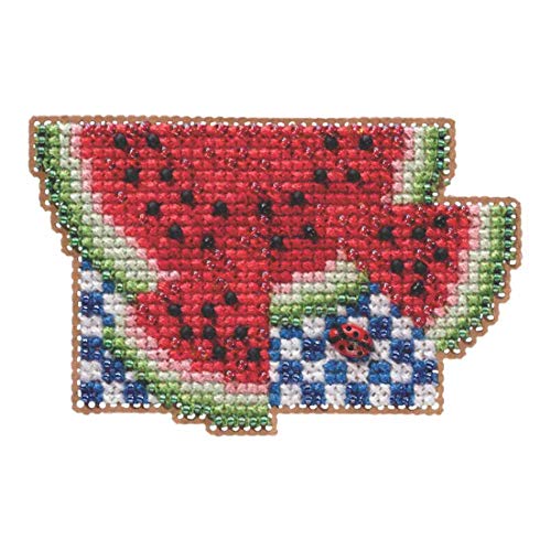 Watermelon Beaded Counted Cross Stitch Ornament Kit Mill Hill 2019 Spring Bouquet MH181914