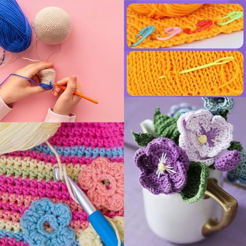 Coopay Crochet Kit for Beginners, 50PCS Crochet Starter Kit - color: Purple-Cherry