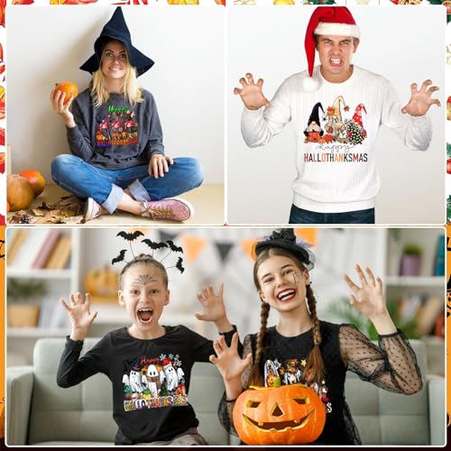 Yuntau 30 Pcs Hallothanksmas Iron on Transfer Patch,Western DTF Vinyl Decal - style: Hallothanksmas