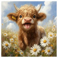 Stamped Cross Stitch Kits for Beginners Adults-Highland Cow,14x14in - color: cross stitch-Cow
