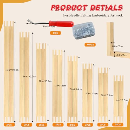 16 Pcs 8 Sets, 6 Sizes Wooden Stretcher Bars for Needlework,Embroidery Set - color: 16
