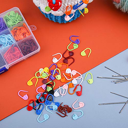 LUNARM Crochet Stitch Markers 315PCS Stitch Markers for Crocheting Knitting - color: 300pcs + 15pcs Needles
