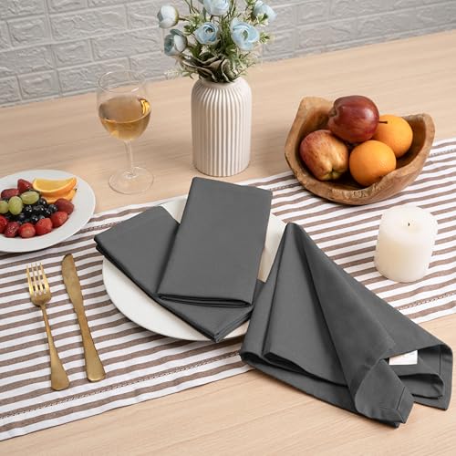 Blue Needles Solid Cloth Napkins 100% Cotton Set of 12-18 x 18 Inches - color: Gray, size: 18" x 18" (Set of 12)