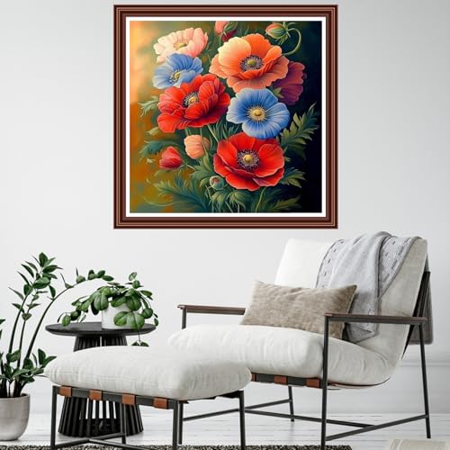 Dimensean Counted Cross Stitch Kit for Beginners, 11CT Unprinted Cross-Stitch Kit Easy Patterns Needlepoint Kit Cross Stitching Embroidery Kit Supplies-Colorful Flowers 18x18 inch - color: ColornNEW13