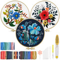 TINDTOP 3 Sets Embroidery Kit for Adults, Floral Embroidery Practice Kit - color: Floral 3 Sets