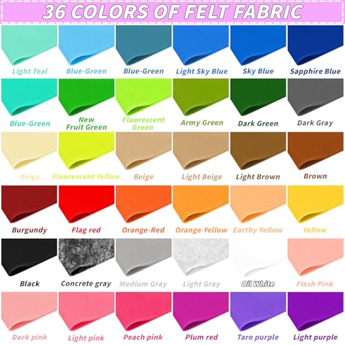 36 Rolls Craft Felt Fabric Sheets 8 x 35 Inch 1mm Felt Sheets - size: 8x35in