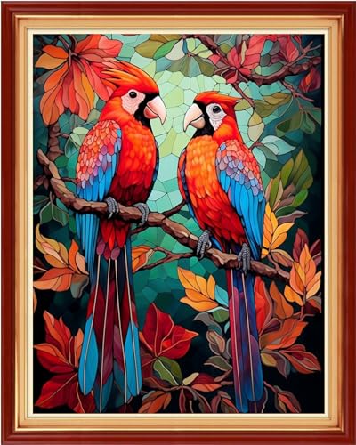 Dooxvey Cross Stitch Kits for Adult Beginners - Full Range of Stamped Kits with 11CT Cross Stitch Patterns - Colorful Birds 16x20 inch - color: Manual Arts 23