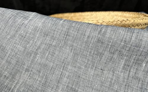 100% Linen Fabric – Lightweight Delavé Vintage Dyed – Two-Tone Effect – Pre-Washed Soft & Breathable – 52" Wide – by The Linen Lab (Navy Chambray 4798, 1 Yard pre Cut) - color: Navy Chambray 4798, size: 1 yard pre cut