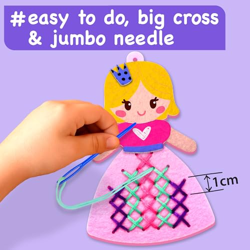 EZCRA Princess Cross Stitch Kit for Kids Ages 4-8, 8 No Mess Felt Projects - color: 8-in-1 Princess