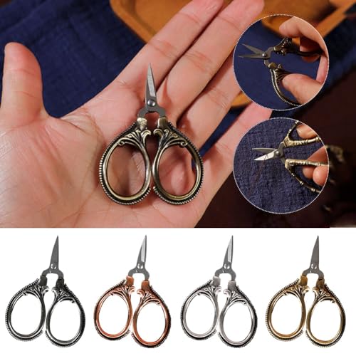 6cm Mini Retro Pocket Scissors Antique Thread Cutter Vintage Embroidery Cross Stitch Sewing Stainless Steel Scissors (silver) - color: Silver