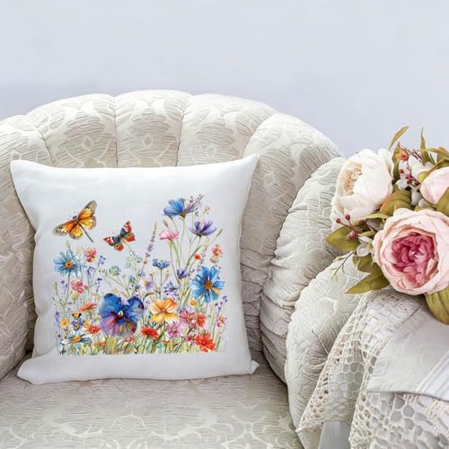 Spring Summer Iron on Transfer Stickers Watercolor Flower Butterfly Dragonfly Design DTF Ready to Press Patches Various Floral Theme Heat Transfer HTV Vinyl Decals Iron on Patches for Clothing T-Shirt - color: Colorful Flower Butterfly