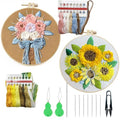 Allazone 2 Sets Embroidery Kit for Beginners, Stitch Practice Kits for Craft Lover Hand Stitch with Embroidery Fabric with Stamped Pattern, Starter Stitch Kits Suitable for Adults (Sunflower) - color: Sunflower