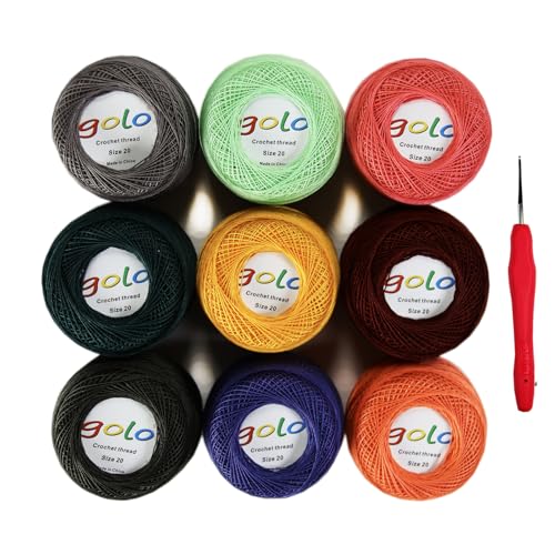 golo Crochet Thread Embroidery Thread 10gX9 Crochet Yarn for Hand Knitting 20-9-6 - color: 000 20-9-6