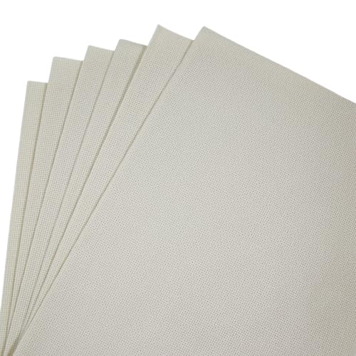 KCS 4/6 pc of 12" x 18" 30cmx45cm 16 Count Cotton Aida Cloth Cross Stitch Fabric (Cream, 6 pc) - color: Cream, size: 6 pc