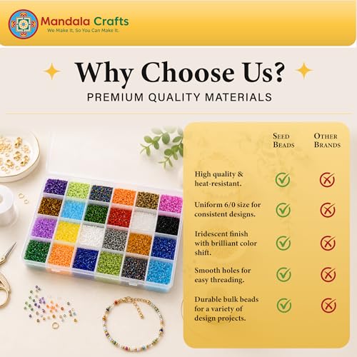Mandala Crafts 2X6mm Rainbow Combo Beadwork Twisted Bulge Glass Seed Beads - color: Rainbow Combo, size: Twisted Bulge 2 X 6mm