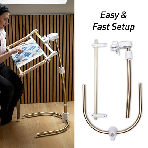 Daylight Company Stitchsmart Stand, Adjustable Embroidery Hoop Stand, Rotated Cross Stitch Stand, Hoop Holder, Hands Free Needlework Stand for Art Craft Sewing Projects,White - color: Stitchsmart Stand 2