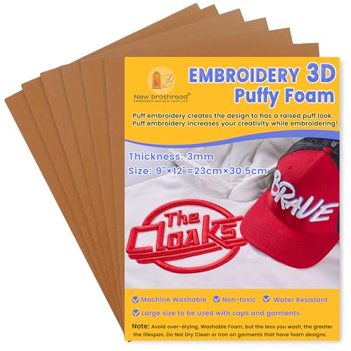 New brothread 6PCS Embroidery Puffy Foam 3MM - Brown - color: 6×brown