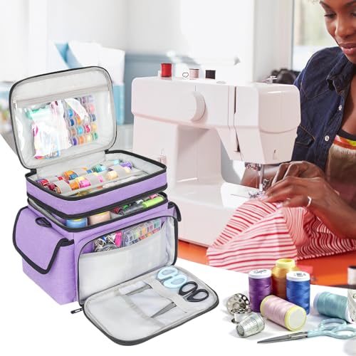 LEFOR·Z Sewing Supplies Organizer Storage Bag(10.5 x 8 x 9inch),Sewing Box - color: Purple