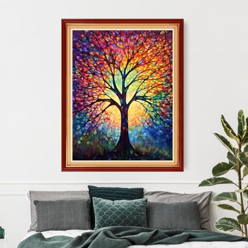 Funxvoot Stamped Cross Stitch Kits Beginners Full Range of Embroidery Kits for Adults 11CT Embroidery Patterns Needlepoint Kits Printed Cross Stitch Kits-Magic Night Light Tree 16x20 inch - color: Craftsstyle08