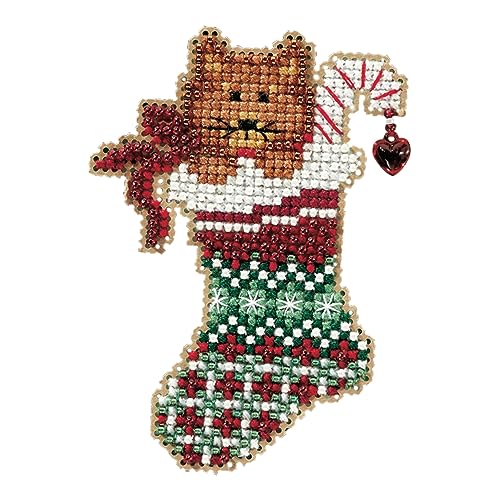 Mill Hill Kitty's Stocking Counted Cross Stitch Christmas Ornament Kit 2010 Winter Holiday MH18-0301