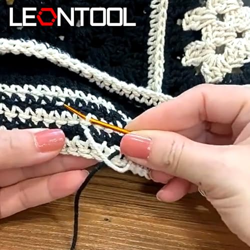 LEONTOOL 10 Pcs Large Eye Yarn Darning Tapestry Needle Big Eye Weaving Needle Aluminum Bent Needles Sewing Hand Knitting Needles with Storage Tube for Crochet Weaving Darning Projects