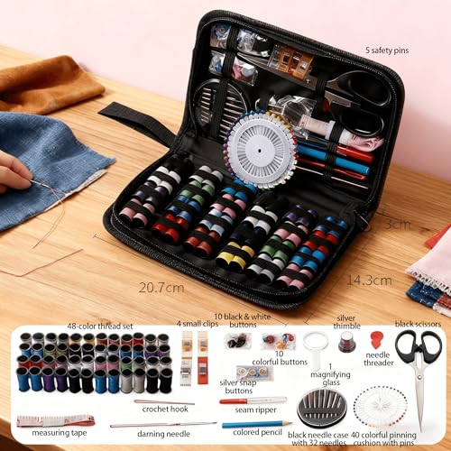 Sewing Kit 158-Piece, Christmas Stocking Stuffers for Adults, Portable Sewing Supplies with 40 Threads, Needles, Scissors | Emergency Repair Gift for Women, Teens, Beginners, Travel - color: 158pcs