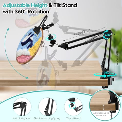 Embroidery Hoop Stand Adjustable Embroidery Stand Metal Embroidery Hoop Clamp Table Stand Suitable for Embroidery Hoops and Phone or Ipad(Black) - style: Black