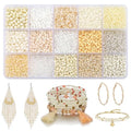 15 Color Glass Seed Tube Bugle Beads Bracelet Jewelry Making Kit,White - color: Off-white
