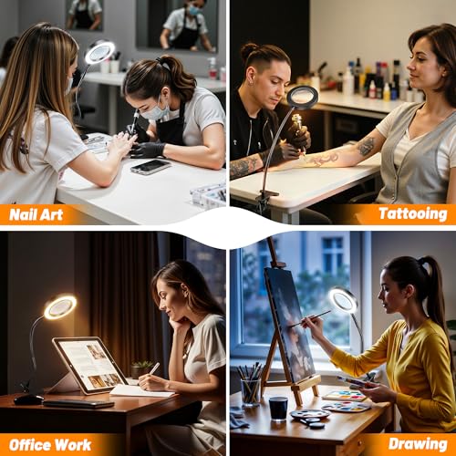 Akynite 10X Magnifying Glass with Light for Crafts, 3 Color+9 Brightness