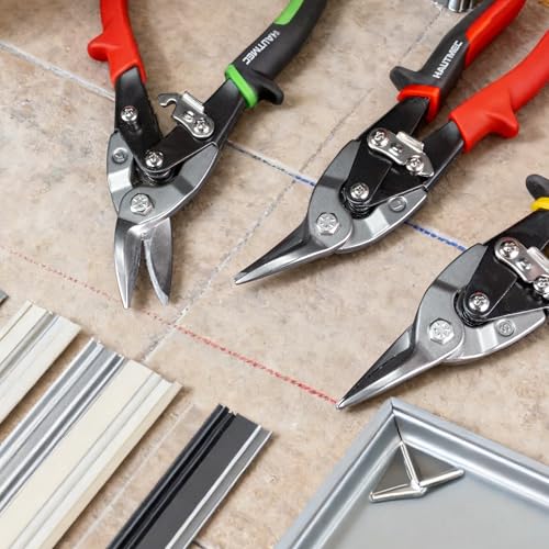 HAUTMEC 3 Pcs Aviation Tin Snips for Cutting Metal Sheet, Heavy-Duty CR-V Metal Shears, 10" Sheet Metal Cutter Tools with Safety Lock & Ergonomic Grip for Straight, Left & Right Cuts – HTSSM25063 - style: Model 2