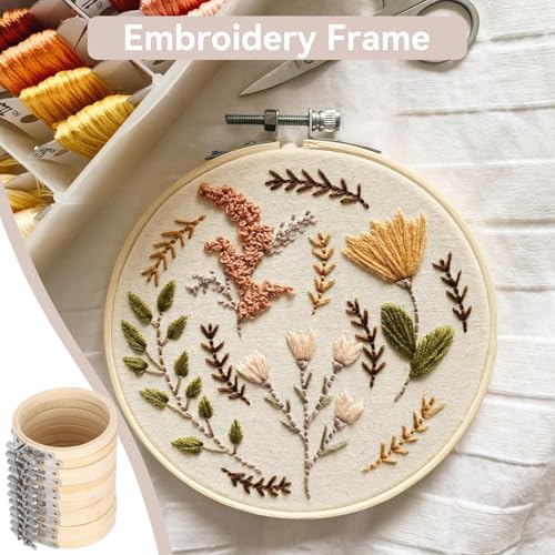 Small Embroidery Hoop, 12PCS 3.5in Wooden Embroidery Hoops Circle Cross Stitch Hoop Ring Small Round Embroidery Frames for Display, Art Craft Sewing, Home Ornaments