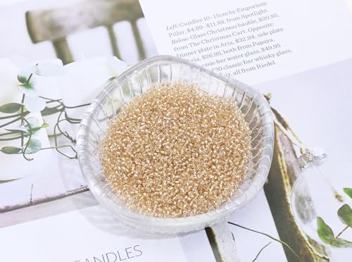 Glass Seed Beads Penta Angel 50g Mini Round Craft Loose Spacer Pony Beads for Earring Bracelets Necklace Waist Bead Jewelry Making(2mm, Champagne) - color: Champagne