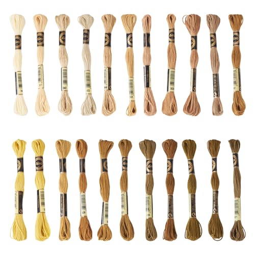 FASHEWELRY 192.5 Yards Crewel Cross Stitch Threads Brown Yellow Embroidery Thread Bulk 1mm Polyester Embroidery Floss Thread for Jewelry Making Bracelet Knitting Stitch Supply - color: Brown Yellow, size: 1mm