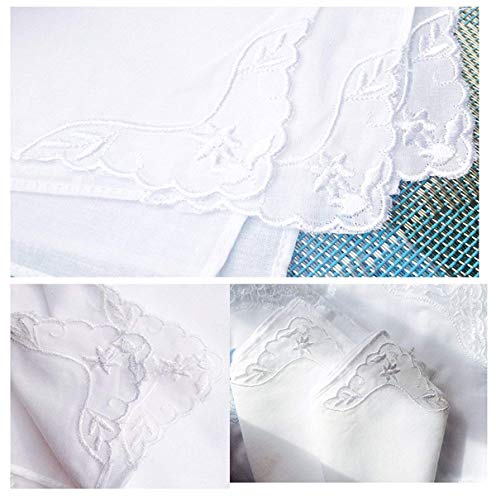 MileyMarla Ladies Embroidery Cotton White Handkerchiefs Lace Wedding Hankies - color: E-25pcs