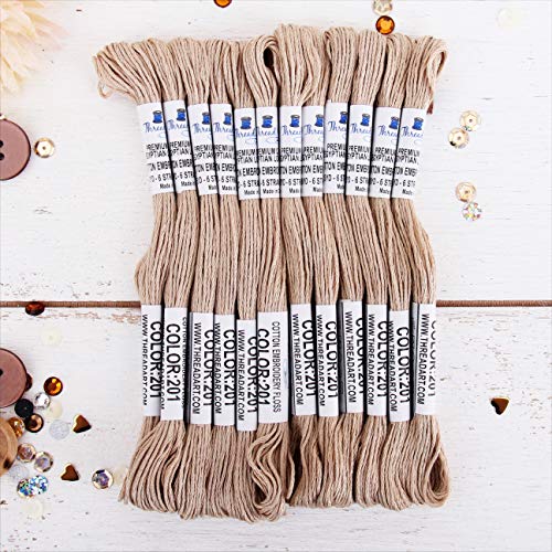 12 Skeins ThreadArt Cotton Embroidery Floss, Beige - color: Beige