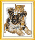 Howie's Cross Stitch Kits, 14CT Pre-Printed Pattern Embroidery Set Needlework, Full Range of Stamped Starter Kits(The Sleeping Cats, 11.02 x 12.6 inch) - color: The Sleeping Cats