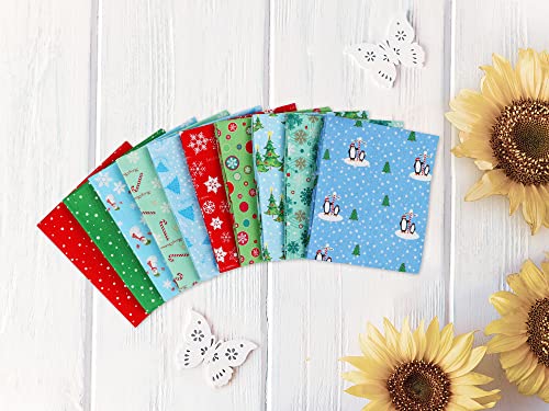 Craftido -25 Options- 100% Cotton Quilting Fabric Bundles 10pcs Fat Quarters 18”x21”-Medium Weight 5.2 oz- Soft Cotton for Quilting, Sewing Project, Patchwork, DIY Crafts - Christmas - color: Christmas