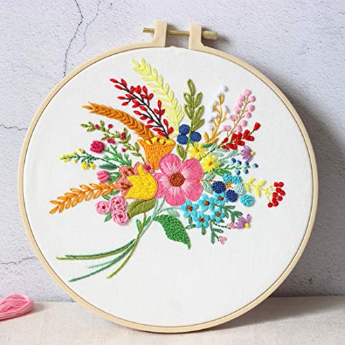Konrisa Stamped Embroidery Kit with Pattern Floral DIY Sewing Cross Stitch Kits for Adult Flowers Plants Embroidery Starter Kit with Embroidery Floss,Hoops,Color Thread,Needle,Instruction,Set of 2 - color: Spikes