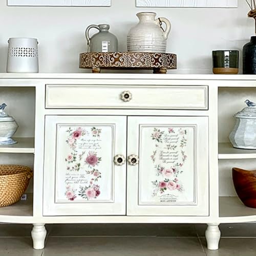 OLYCRAFT 3pcs/Set Purple Rose Rub on Transfers for Furniture and Crafts 6x12 inch Poetry Flowers Furniture Decals Floral Theme Transfer Stickers Rub on Decals for Wood Furniture Home Decor - style: Rose Poem