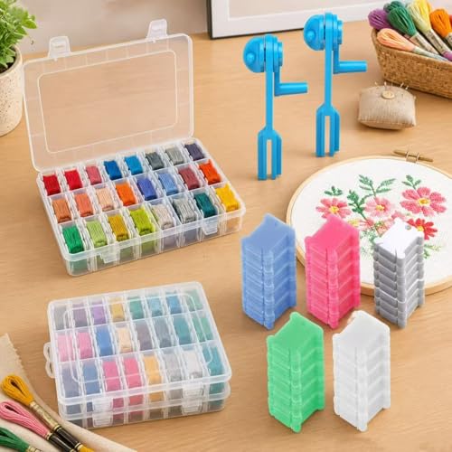504 Embroidery Floss Organizer Kit – 500 Bobbins, 2 Winders, 2 Cases