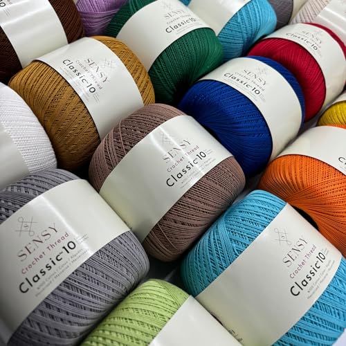 S Sensy Classic Size 10-Mercerized Giza Cotton #0 Lace Yarn White 618 Yards - color: White, size: 1 Skein