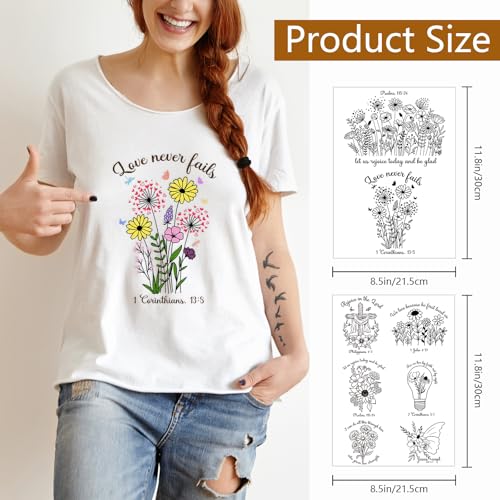Rngmsi 4 Sheets Bible Flower Water Soluble Embroidery Patterns Stick Stitch