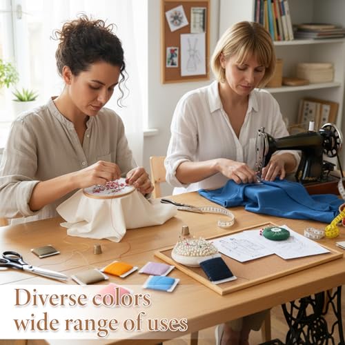 20 Pcs Darning Yarn, 50% Wool 50% Acrylic Darning Thread, 1000m Wool Blend Embroidery Thread with 24 Pcs Sewing Needles for Embroidery, DIY Sewing Care, Machine Sewings, 50 Meters Per Yarn (20 Colors)