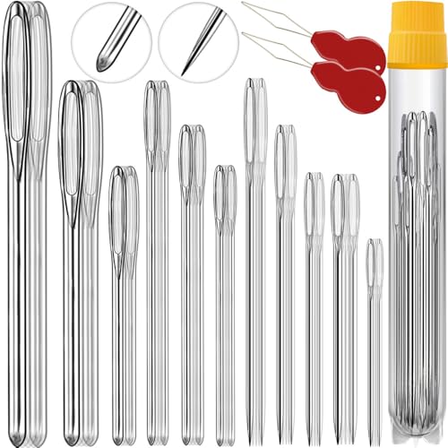 12Sizes Large Eye Hand Sewing Needles, Sharp Needles and Blunt Needles, Knitting Needles (36 Pack) - color: 36 Pack