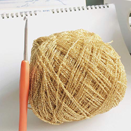 860yd Gold Lurex Thread 3.52oz Shining Glitter Sparkle Metallic Yarn DIY Fancy Crochet Project String Knitting Sweater Scarf Accessory 3mm Thick Golden