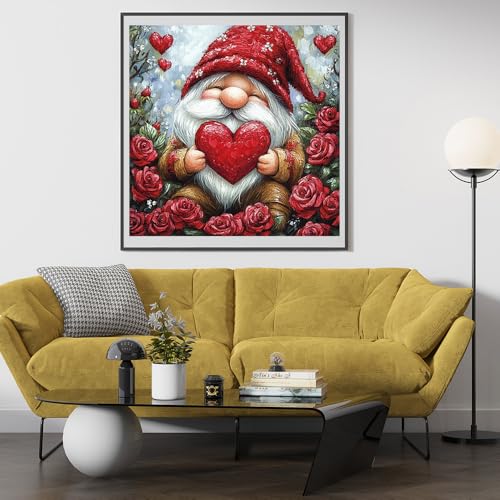 Moohue 14ct Counted Stamped Cross Stitch Kits for Adults Love Gnome Roses Printed Cross Stitch Patterns Art Crafts Cross Stitch Supplies (Love Gnome) - color: Love Gnome