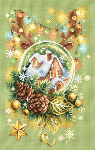 Wizardi Counted Cross-Stitch Kit Light Christmas 100-245 Magic Needle. Advanced Needle Punch Kits for Adults Painted, Beginner Needlepoint Kits for Adults - color: Light Christmas