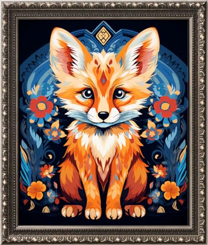 Leczany Cross Stitch Stamped Kit for Adults - Colorful Little Fox | DIY Embroidery Starter Patterns Craft Kit Needlepoint for Beginner | 11CT, 3 Strands | 13.8x16.9 inches - color: 11CT Stamped kits, Colorful Little Fox 13.8x16.9 inches